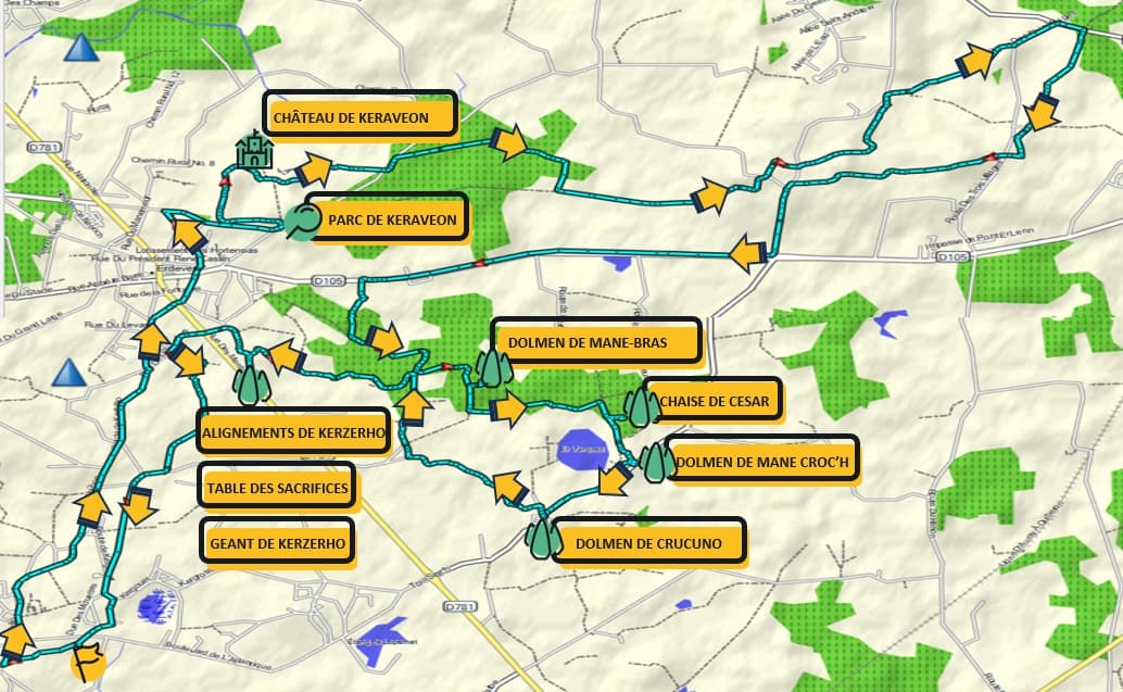Carte du circuit T7  : à la poursuite des korrigans