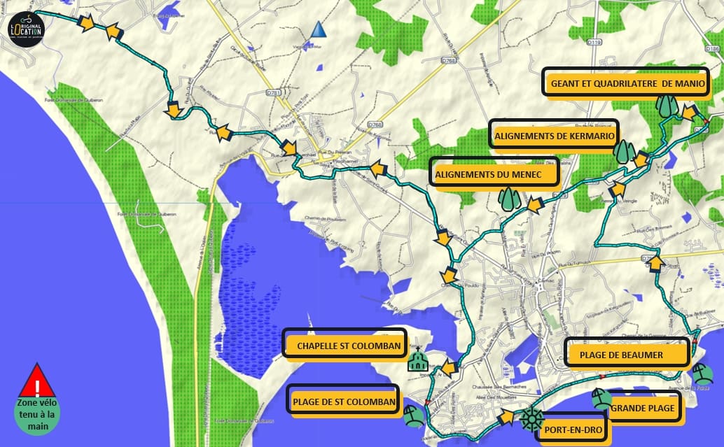 Carte du circuit T8  : à la découverte de Carnac