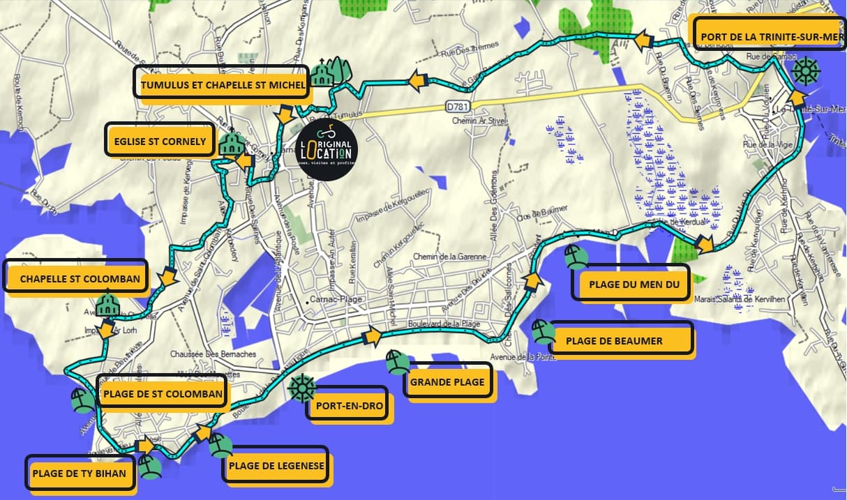 Carte du circuit T9 - Carnac : Carnac plages